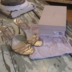 JIMMY CHOO metallic gold Juliet strappy sandal